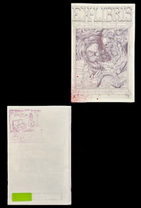 two pieces of paper with the word 'exhibits' written on them